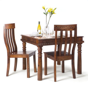 handcraved wooden dining table and chairs size in inches Table  31 in H x 40 in W x 40 in Chairs 17 in H x  24 in W x 28 in D