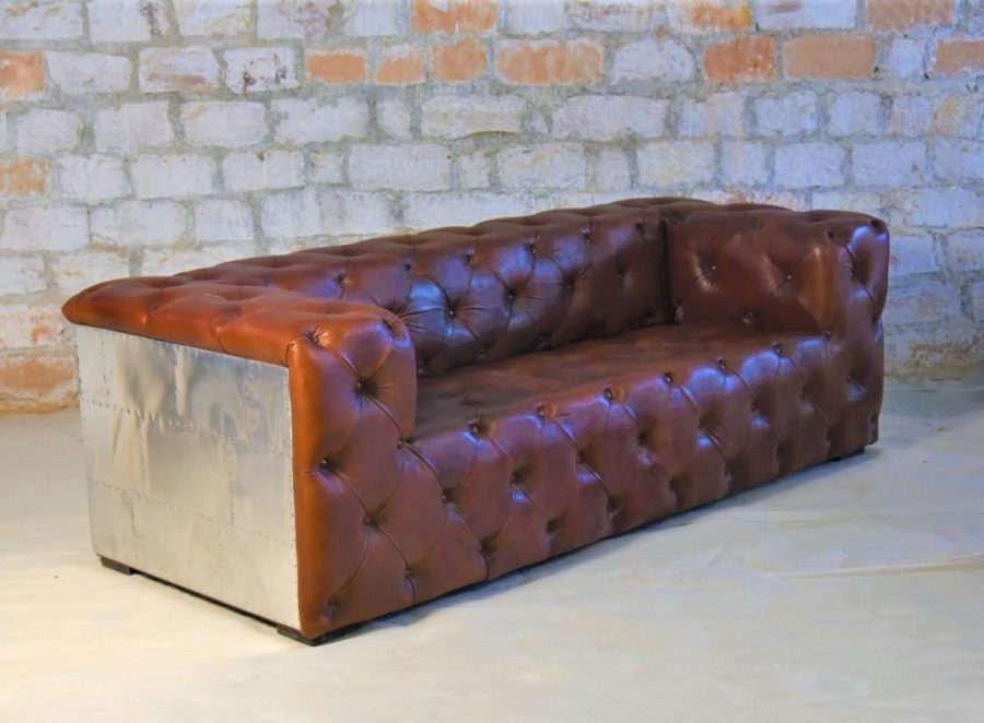 Industrial Chesterfield Sofa Genuine, Leather Sofa Industrial