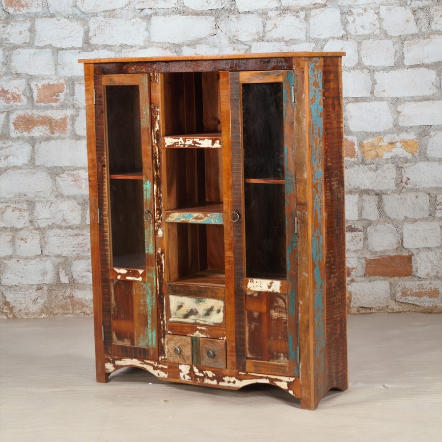 recycled wood display cabinet