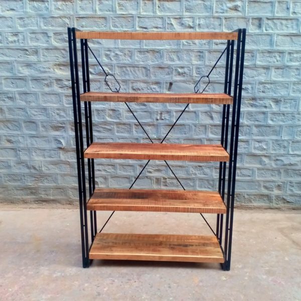 iron wood bookshelf