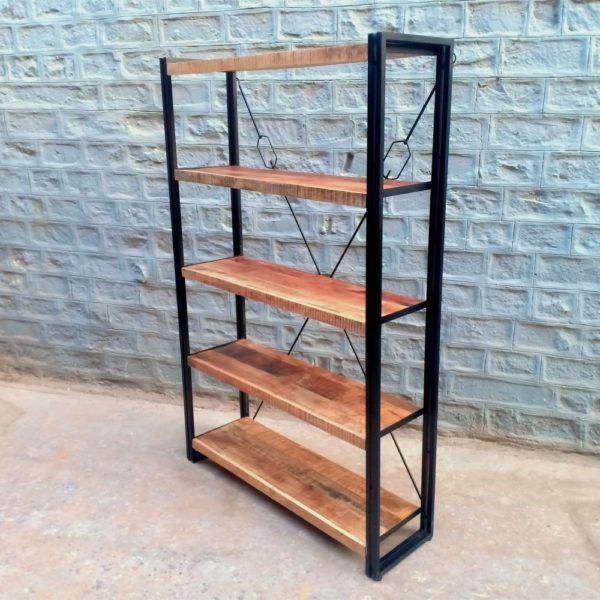 iron wood bookshelf