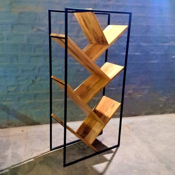 iron wooden bookcase