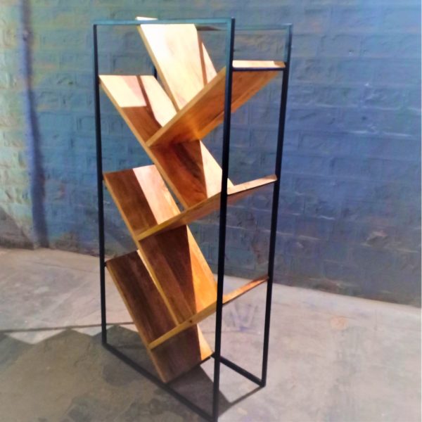 iron wooden bookcase