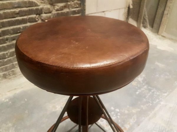 iron leather stool