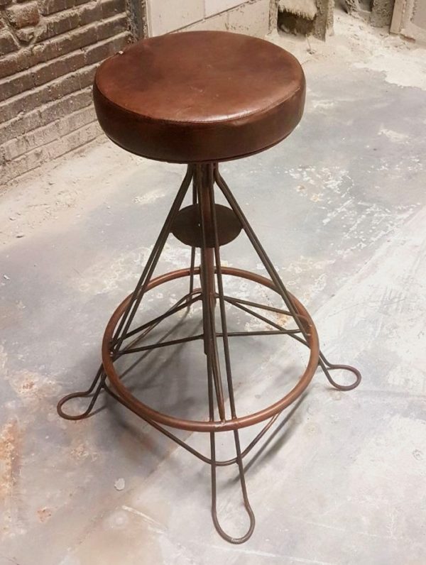 iron leather stool