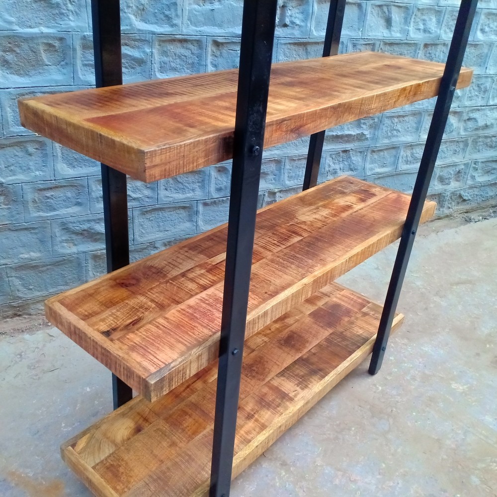 Solid wood clearance industrial bookcase