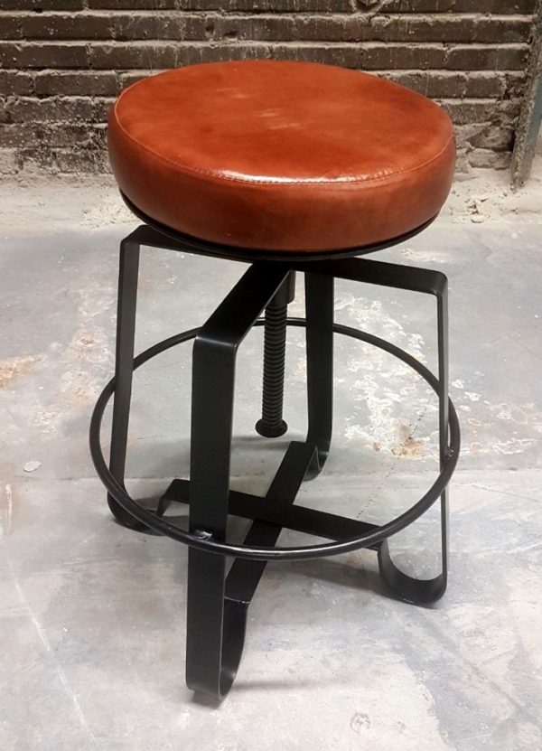 iron leather bar stool