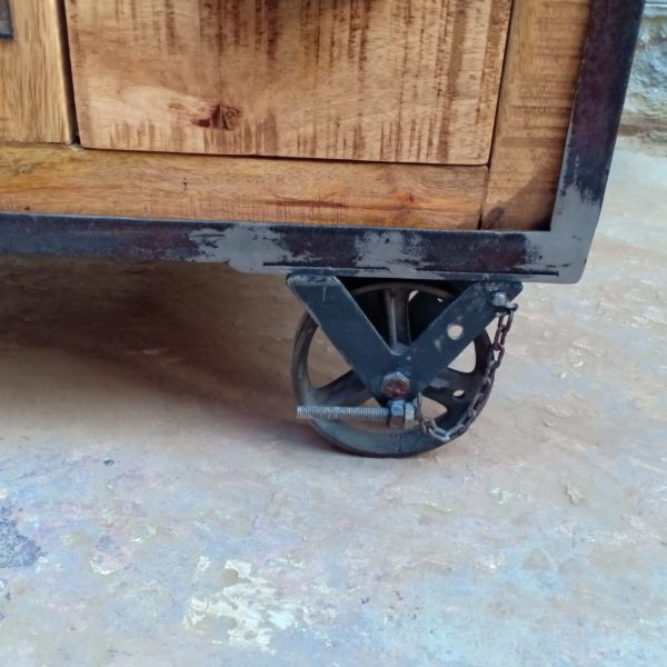 wooden iron tv cabinet